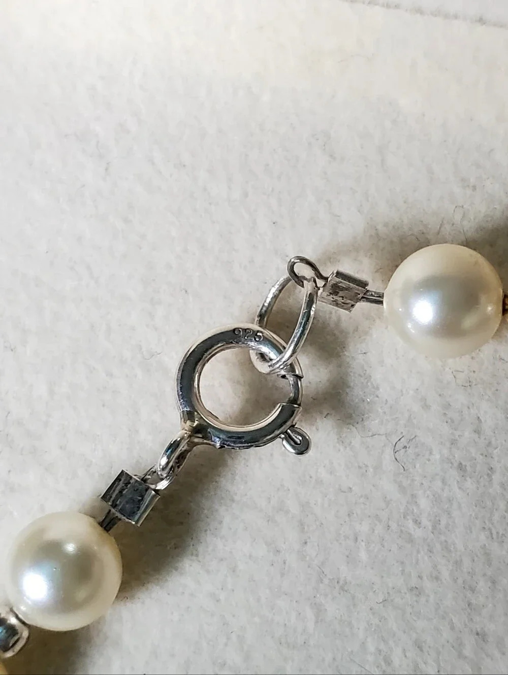 Freshwater Pearl Station Necklace - White Pearls with Silver Accents - Picture 4 of 6